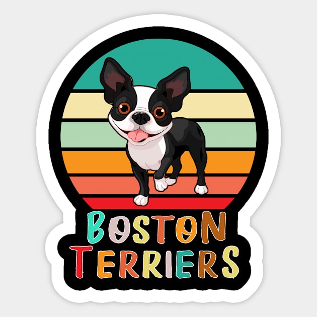 Vintage Retro Boston Terriers Sticker by adrinalanmaji